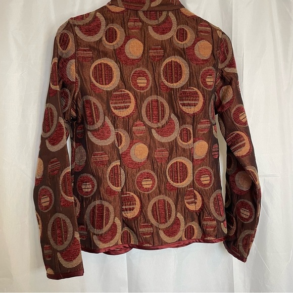 KAKTUS Women’s Burgundy Red Circle Pattern Blazer Jacket Open Front Size Small - Picture 12 of 12